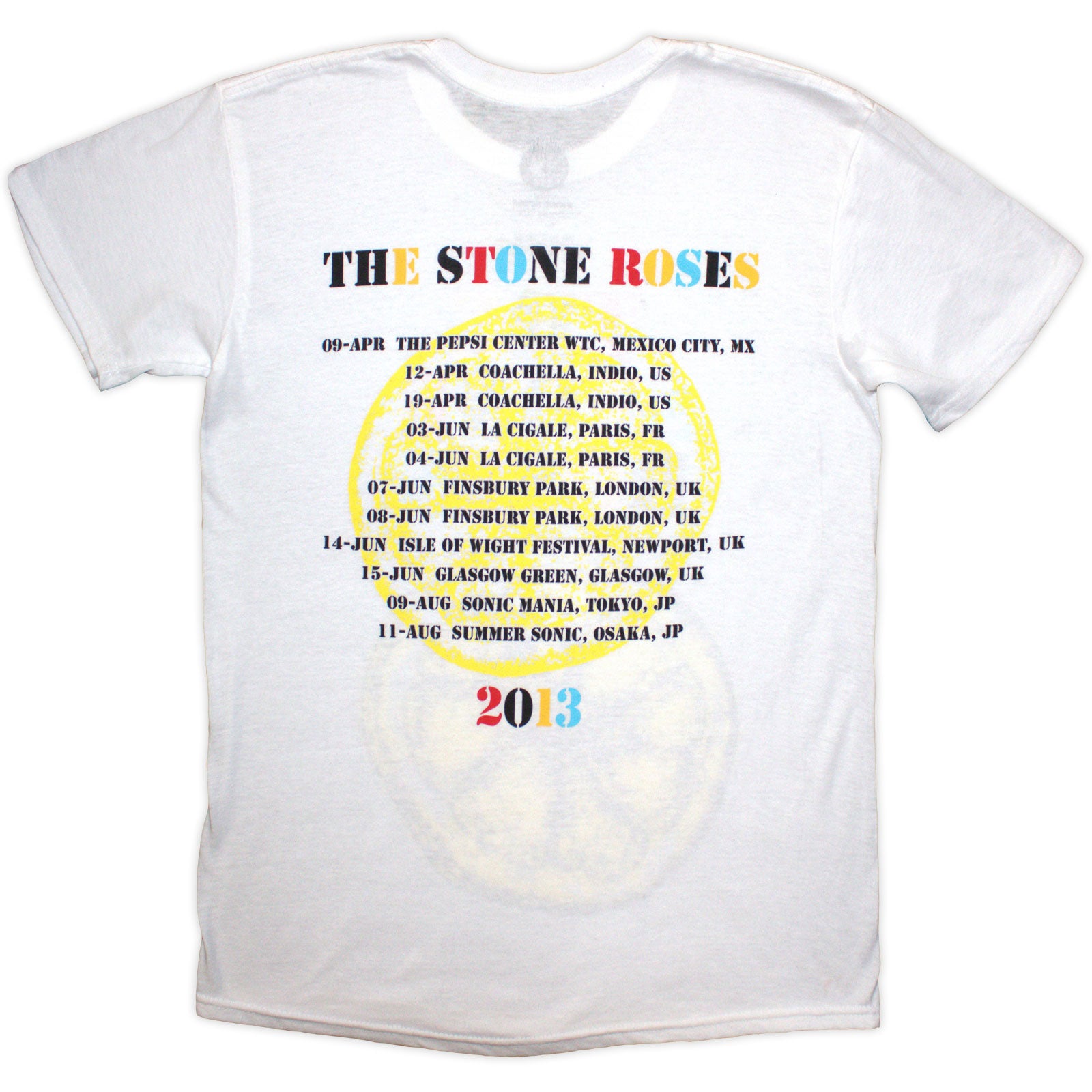 THE STONE ROSES - TOUR 2013 - T-Shirt White (Back Print)