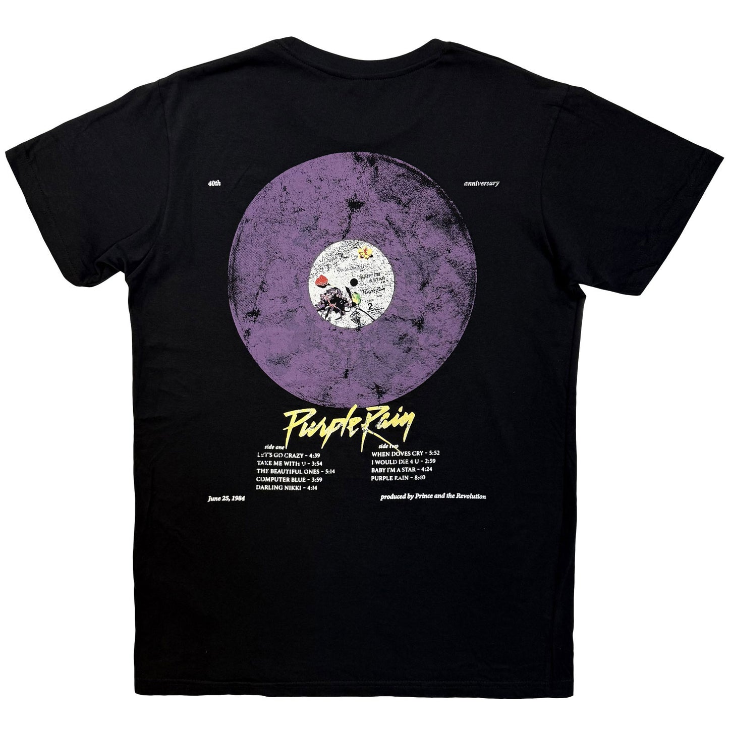 PRINCE - PURPLE RAIN 40TH ANNIVERSARY - Carbon T-Shirt Black (Back Print)