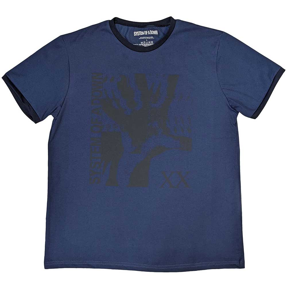 SYSTEM OF A DOWN - INTOXICATED - Ringer T-Shirt Blue