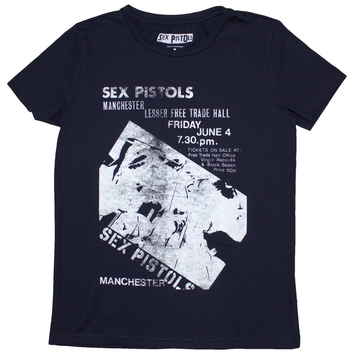 THE SEX PISTOLS - MANCHESTER FLYER - Ladies T-Shirt Blue
