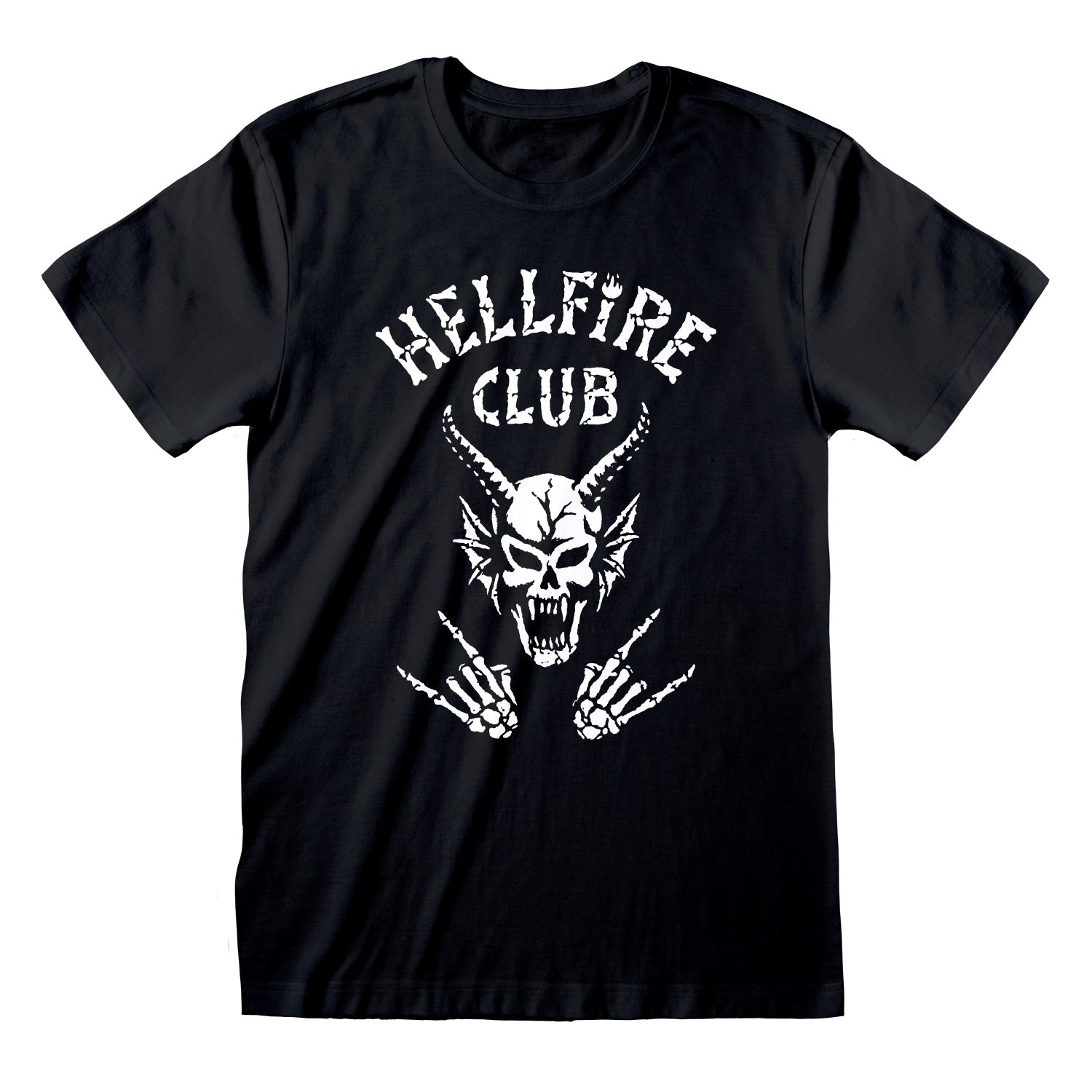 STRANGER THINGS - HFC CLUB - Front Print T-Shirt Black