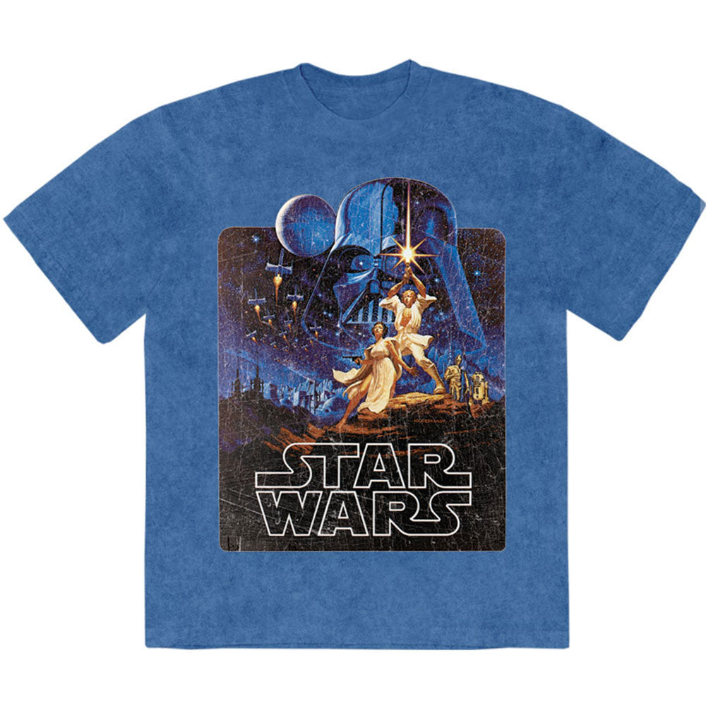 STAR WARS - LUKE & LEIA POSE - Stone Wash T-Shirt Blue