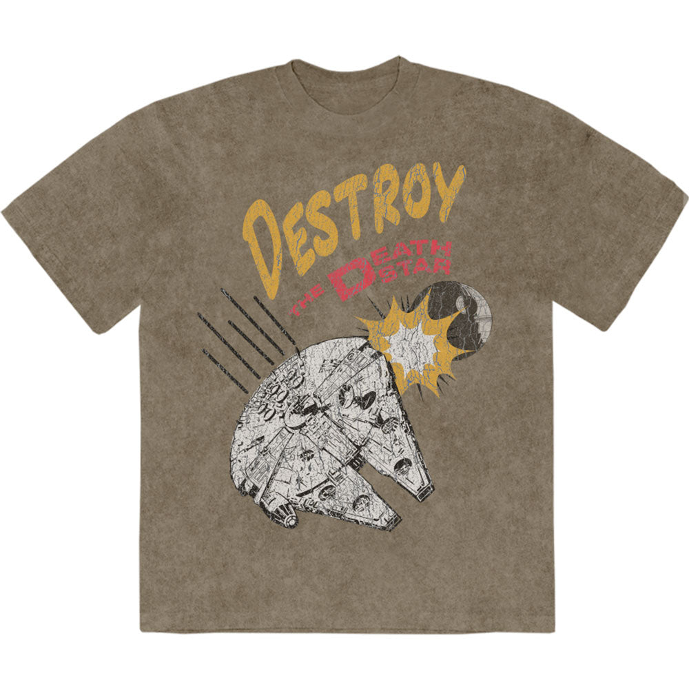 STAR WARS - DESTROY DEATH STAR - Stone Wash T-Shirt Green