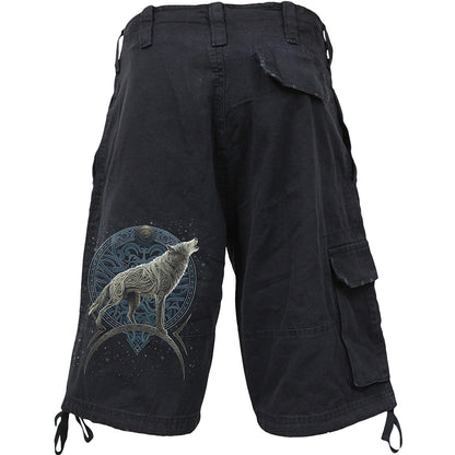 CELTIC WOLF - Vintage Cargo Shorts Black