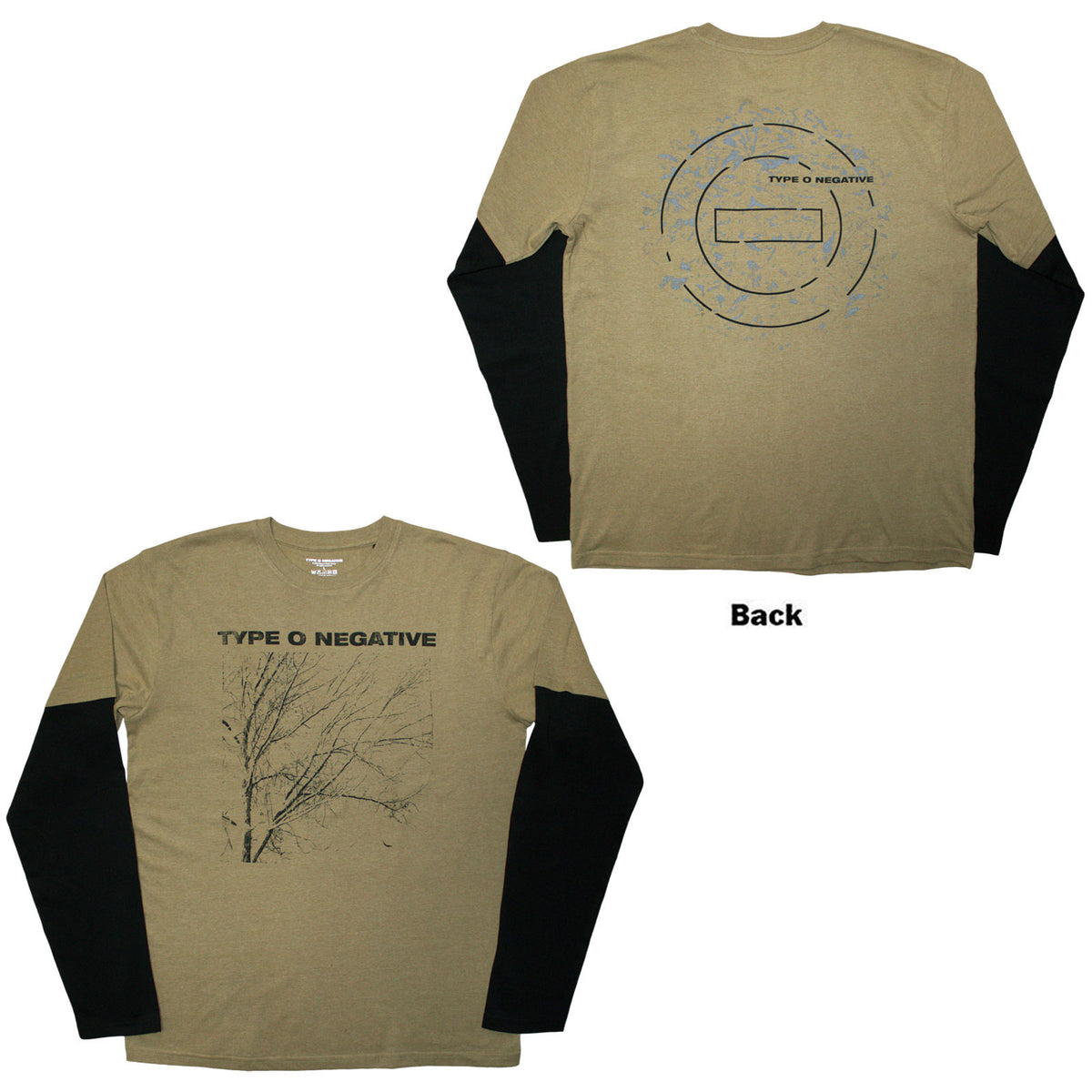 TYPE O NEGATIVE - TREE - Layered Long Sleeve T-Shirt Black, Green