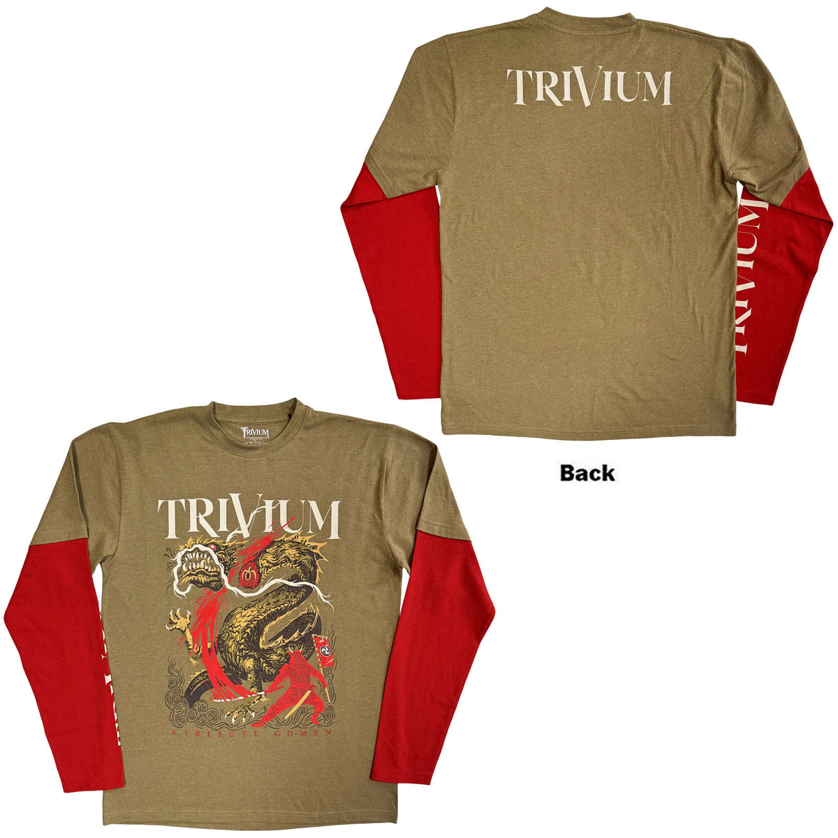TRIVIUM - KIRISUTE GOMEN - Layered Long Sleeve T-Shirt Green, Red