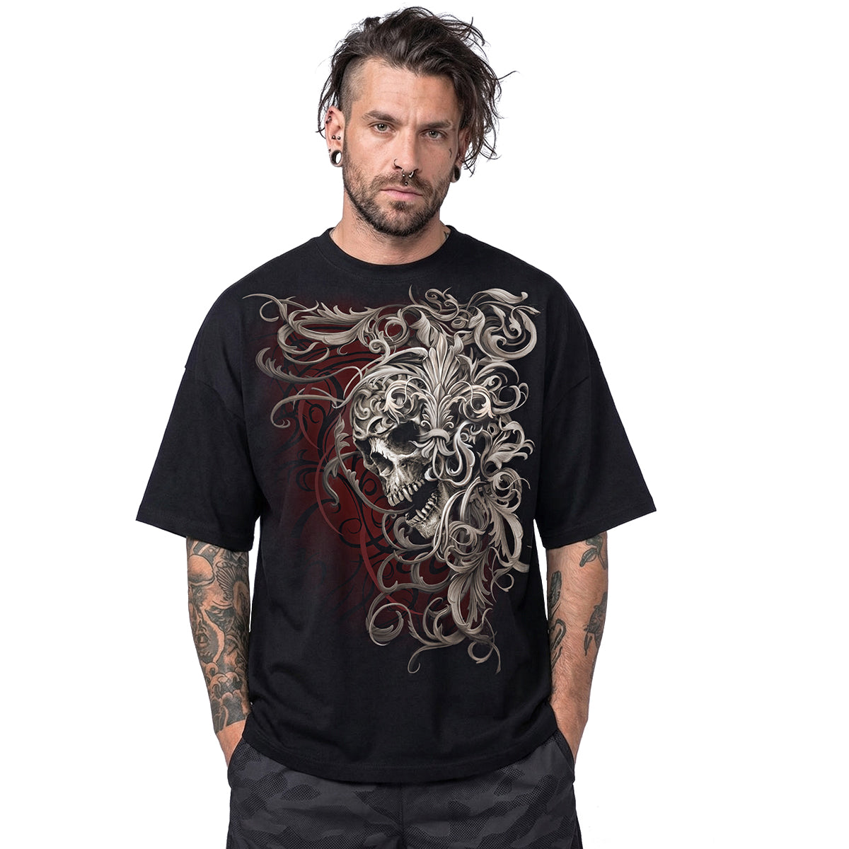 SKULL SHOULDER WRAP - Box T-Shirt Black