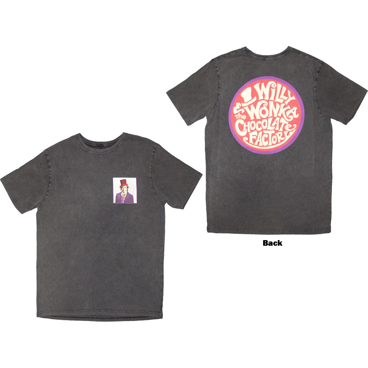 WILLY WONKA - LOGO EMBLEM - Stone Wash T-Shirt Grey