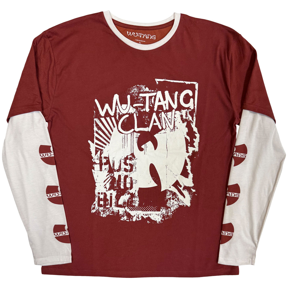 WU-TANG CLAN - GRAFFITI - Layered Long Sleeve T-Shirt Red, White
