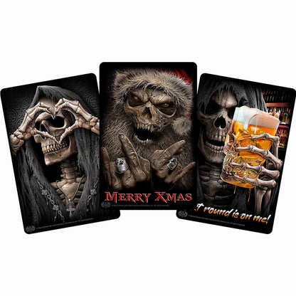 TIN CARD BUNDLE - FESTIVE DEATH - Greet Tin Metal Cards (Set of 3)