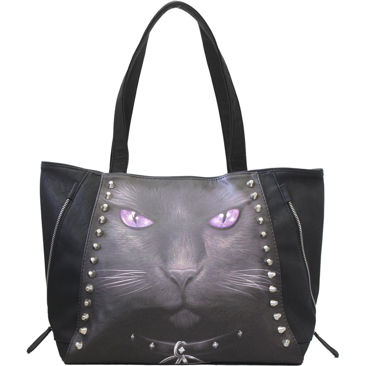 BLACK CAT - Tote Bag - PU Leather Studded - Spiral USA