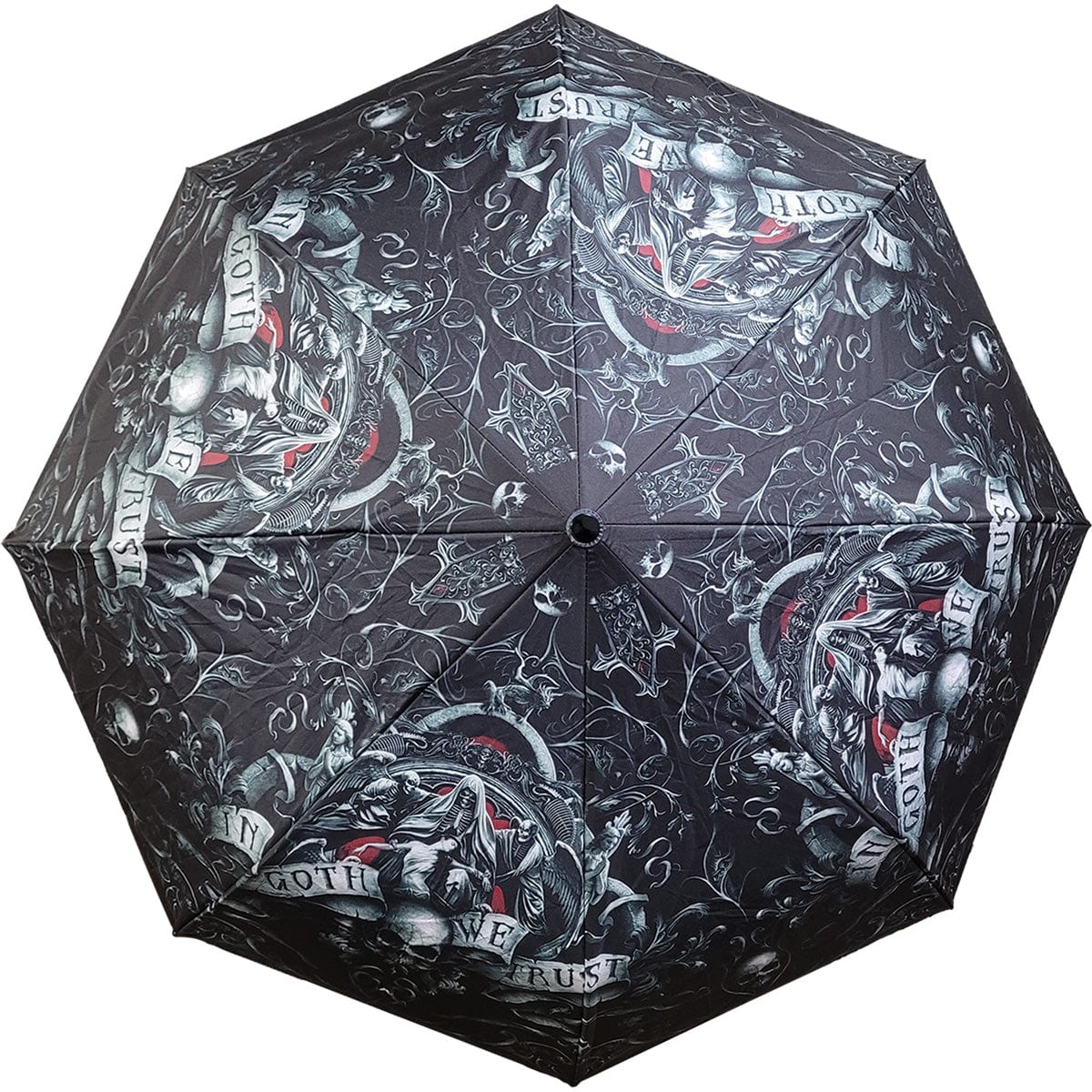 IN GOTH WE TRUST - Compact Travel Umbrella with Auto Open & Close