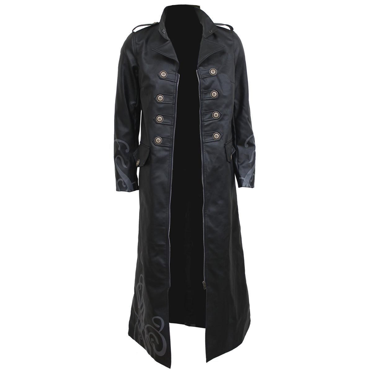 FATAL ATTRACTION - Gothic Trench Coat PU-Leather Corset Back - Spiral USA