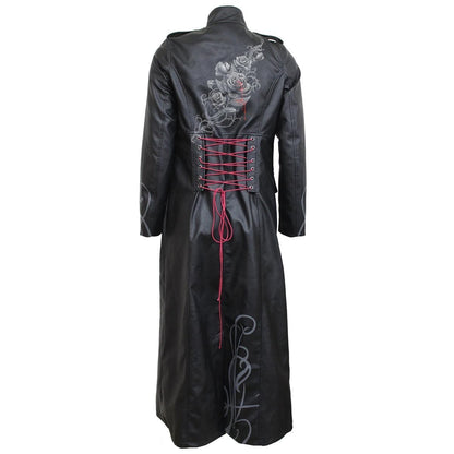 FATAL ATTRACTION - Gothic Trench Coat PU-Leather Corset Back - Spiral USA