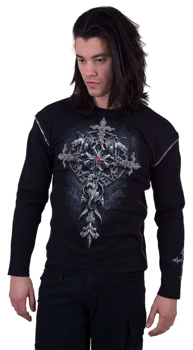 CUSTODIAN - Zip Side Ribbed Gothic Longsleeve - Spiral USA