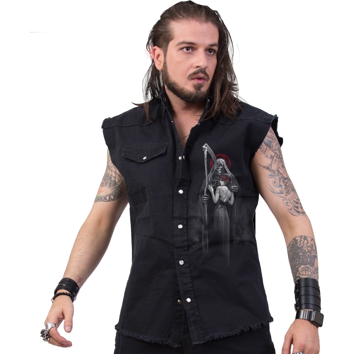DEAD KISS - Sleeveless Stone Washed Worker Black - Spiral USA