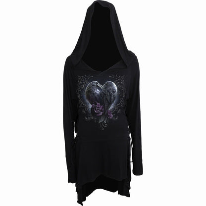 RAVEN HEART - Black Widow Gothic Hooded Dress - Spiral USA