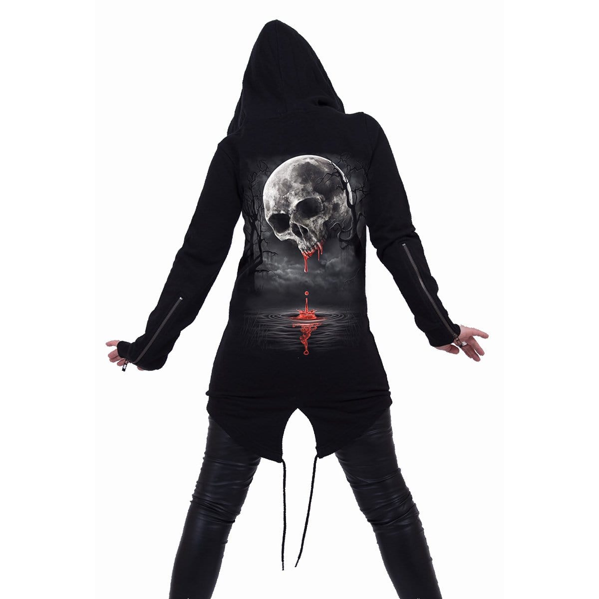 DEATH MOON - Ladies Fish Tail Full Zip Hoody - Zip Sleeve - Spiral USA