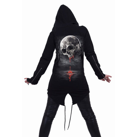 DEATH MOON - Ladies Fish Tail Full Zip Hoody - Zip Sleeve