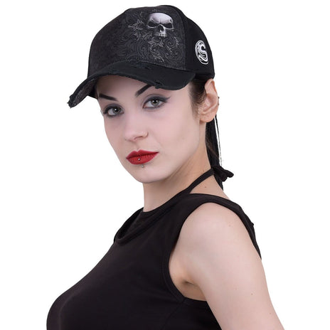 SKULL SCROLL - Baseball Caps Distressed with Metal Clasp