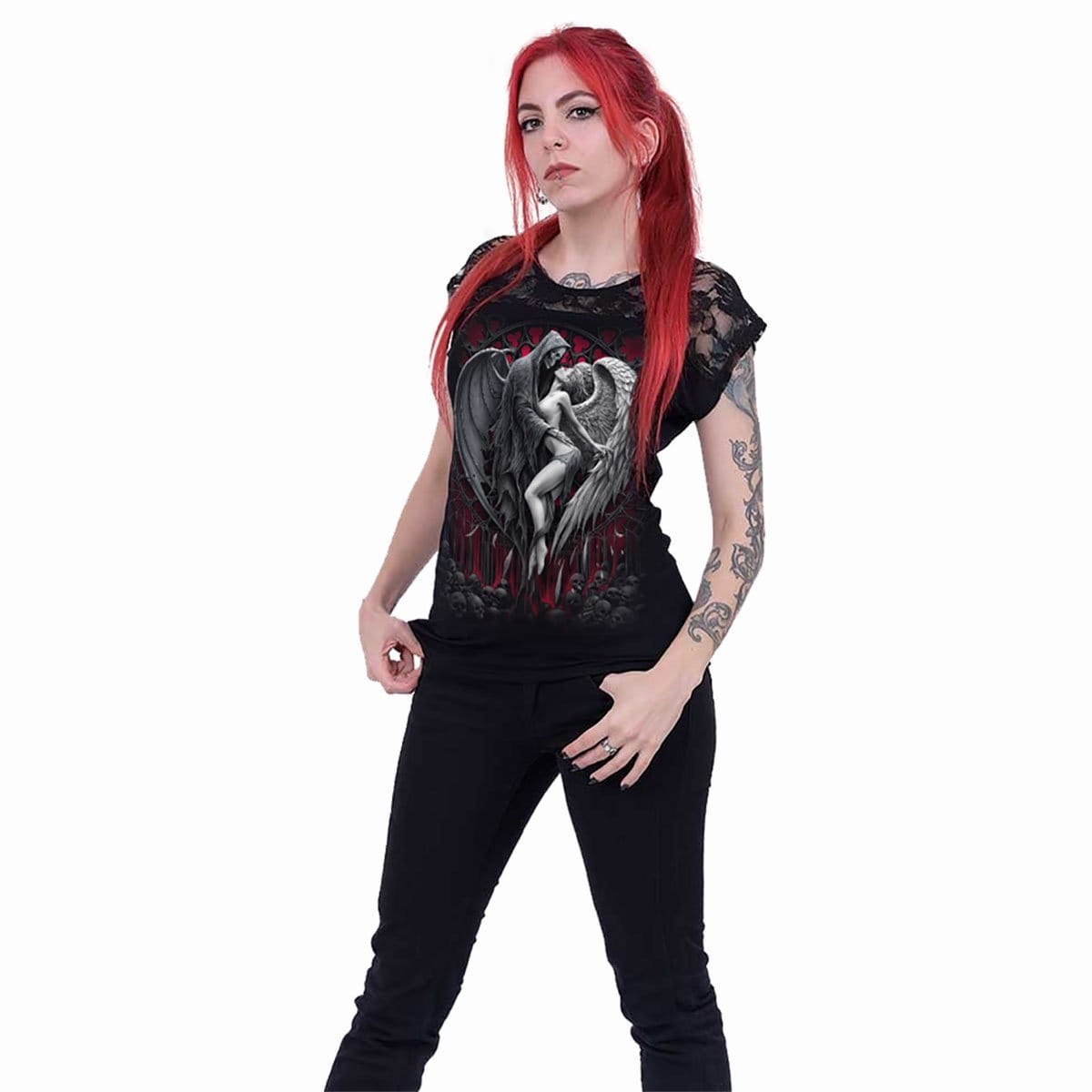 FORBIDDEN - Lace Shift Elegant Top - Spiral USA