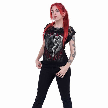 FORBIDDEN - Lace Shift Elegant Top - Spiral USA