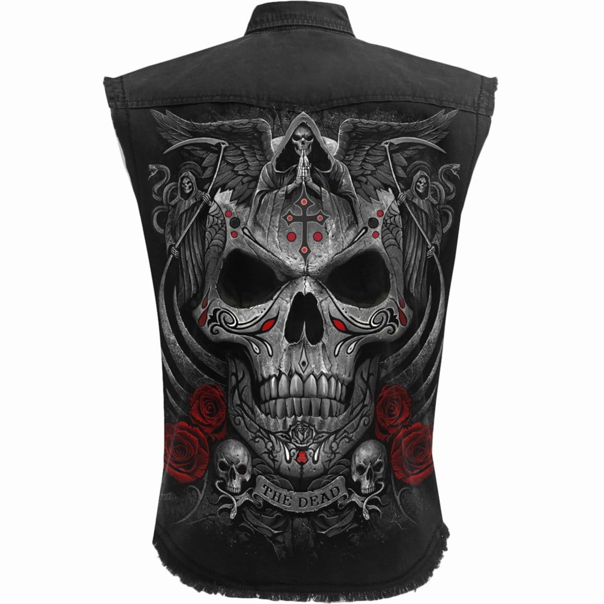 THE DEAD - Sleeveless Stone Washed Worker Black - Spiral USA