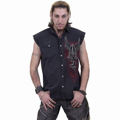 THE DEAD - Sleeveless Stone Washed Worker Black - Spiral USA