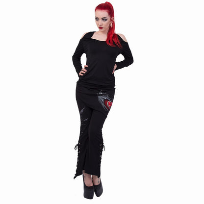BAT'S HEART - 2in1 Boot-Cut Leggings with Micro Slant Skirt - Spiral USA