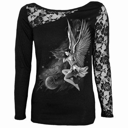LUCID DREAMS - Lace One Shoulder Top Black - Spiral USA