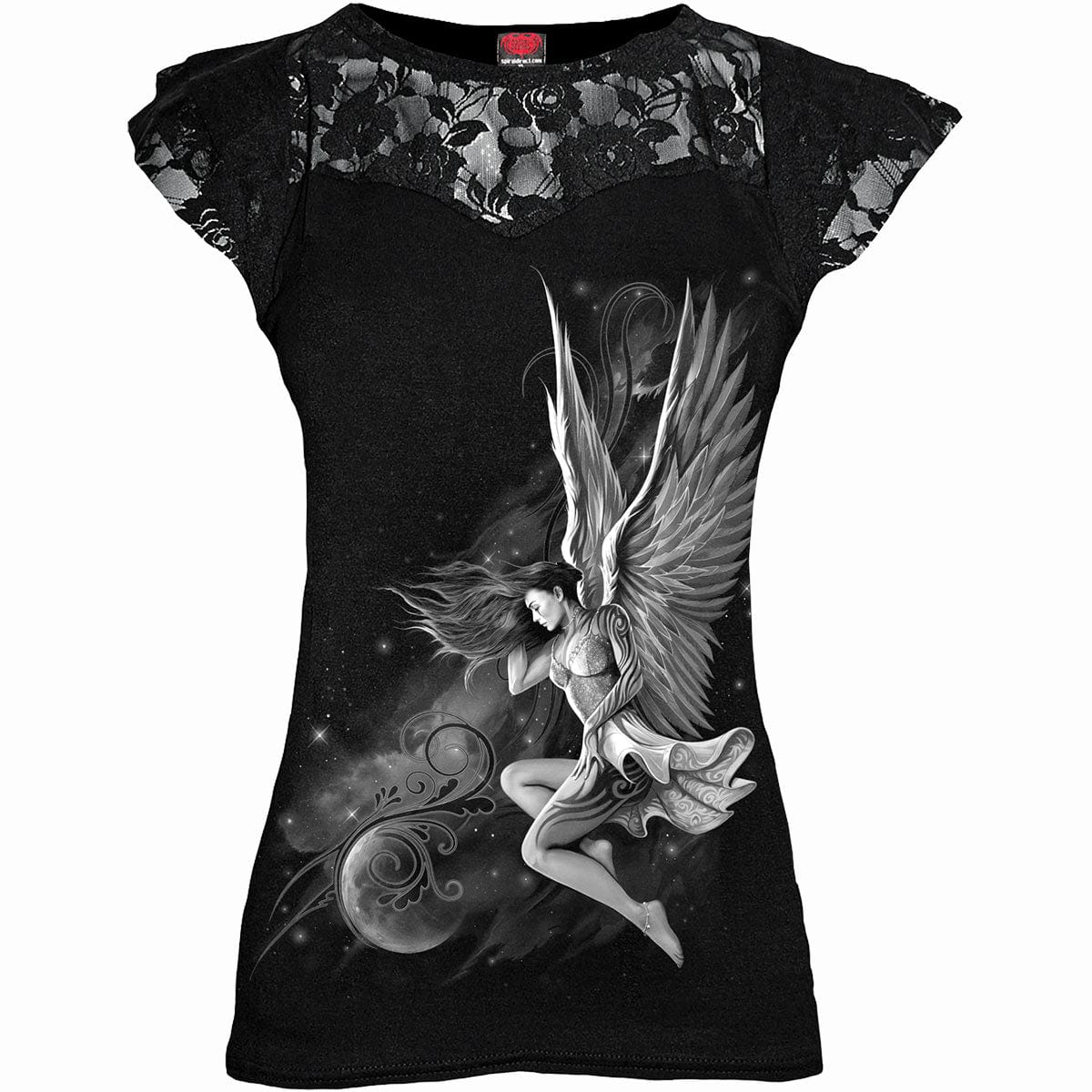 LUCID DREAMS - Lace Layered Cap Sleeve Top Black - Spiral USA