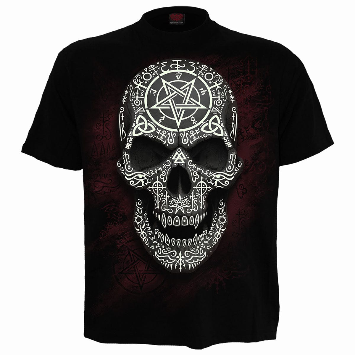 GOTHIC RUNES - GLOW IN THE DARK - Front Print T-Shirt Black - Spiral USA