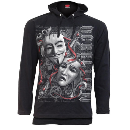 REBELLION - Fine Cotton Summer Hoody Black - Spiral USA