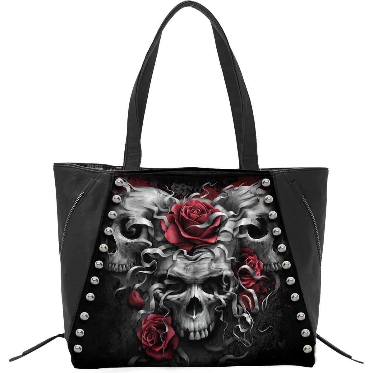 SKULLS N' ROSES - Tote Bag - PU Leather Studded - Spiral USA