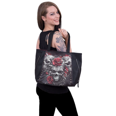 SKULLS N' ROSES - Tote Bag - PU Leather Studded
