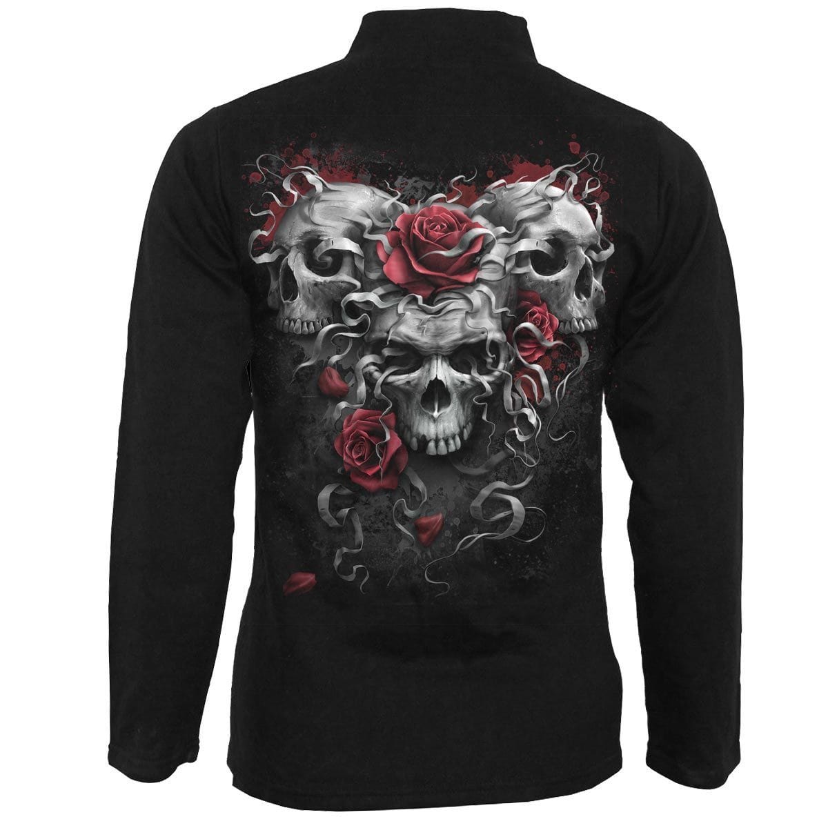 SKULLS N' ROSES - Slant Zip Women Biker Jacket Black - Spiral USA