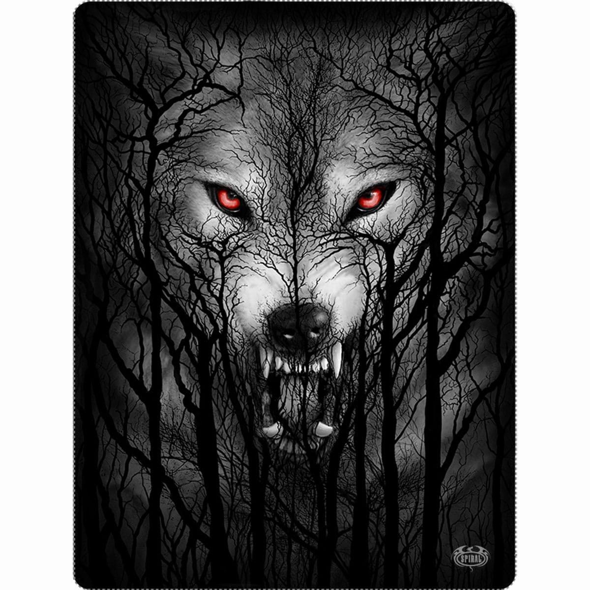 FOREST WOLF - Fleece Blanket with Double Sided Print - Spiral USA