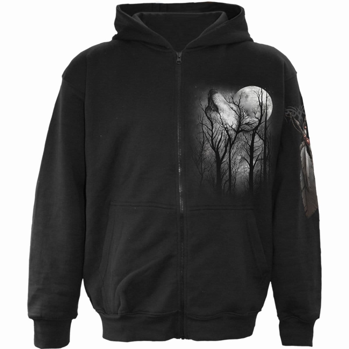 FOREST WOLF - Full Zip Hoody Black - Spiral USA