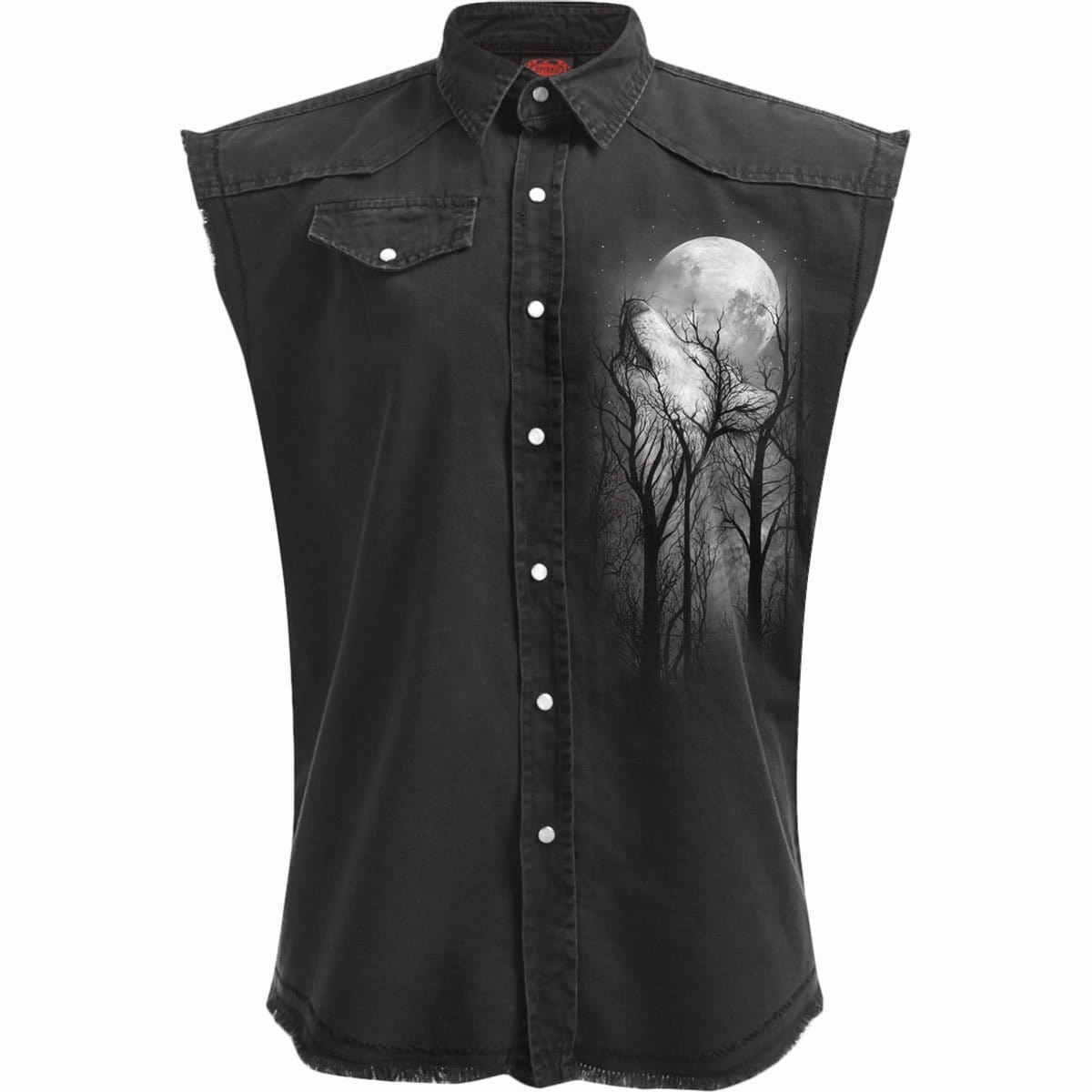 FOREST WOLF - Sleeveless Stone Washed Worker Black - Spiral USA