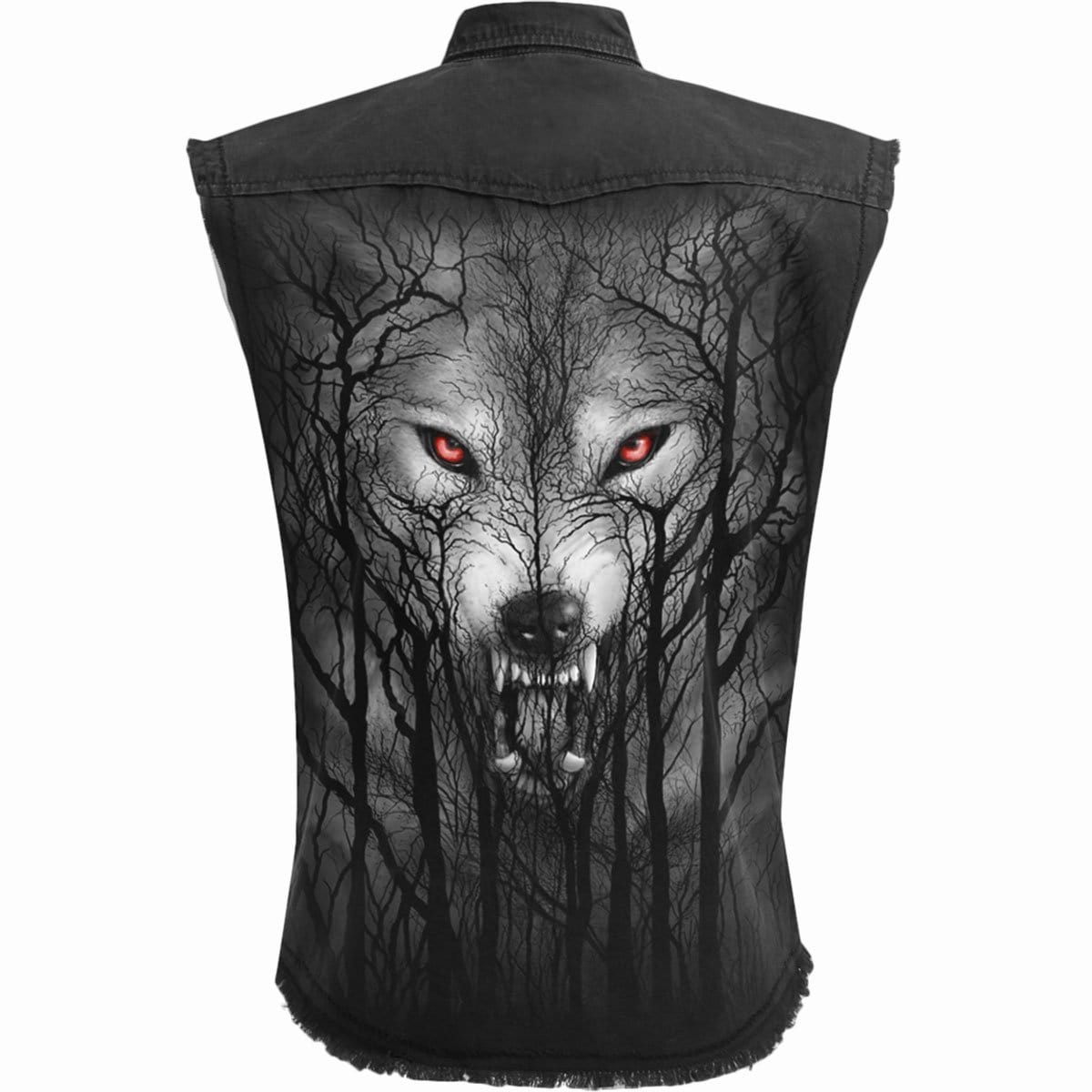 FOREST WOLF - Sleeveless Stone Washed Worker Black - Spiral USA