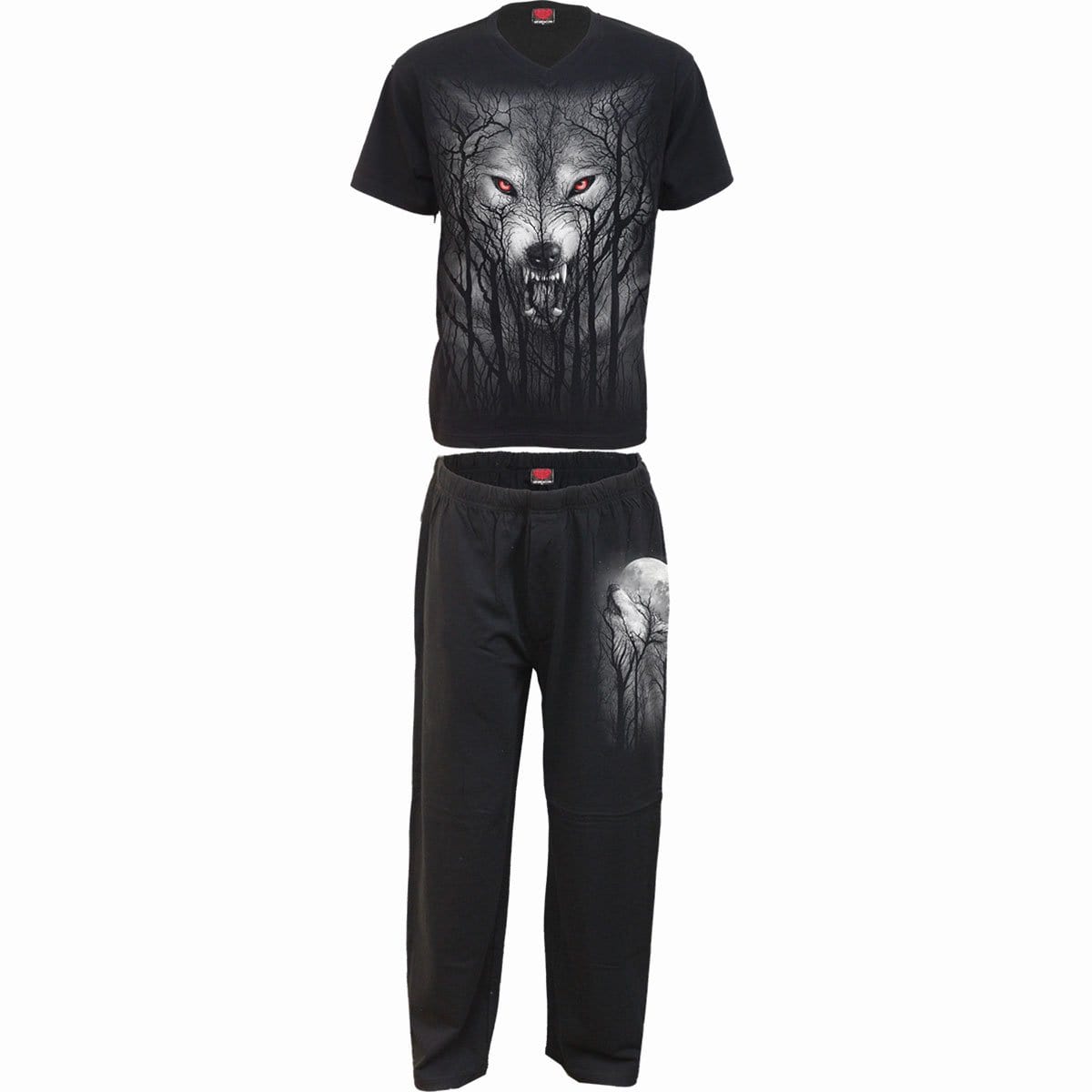 FOREST WOLF - 4pc Mens Gothic Pyjama Set - Spiral USA
