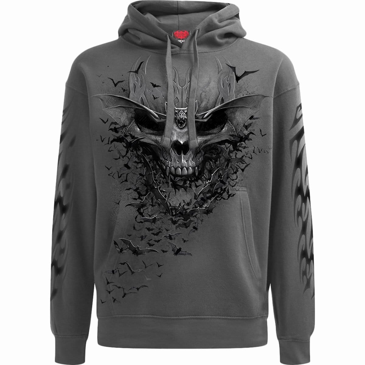 BAT SKULL - Hoody Charcoal - Spiral USA
