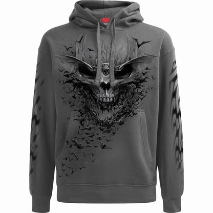 BAT SKULL - Hoody Charcoal - Spiral USA