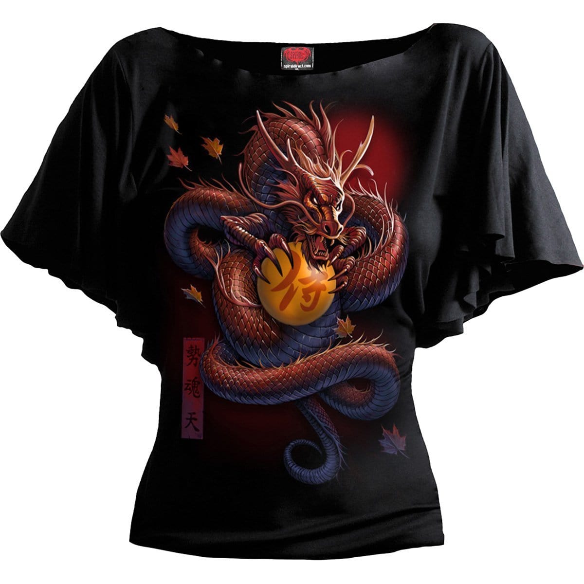 SAMURAI - Boat Neck Bat Sleeve Top Black - Spiral USA