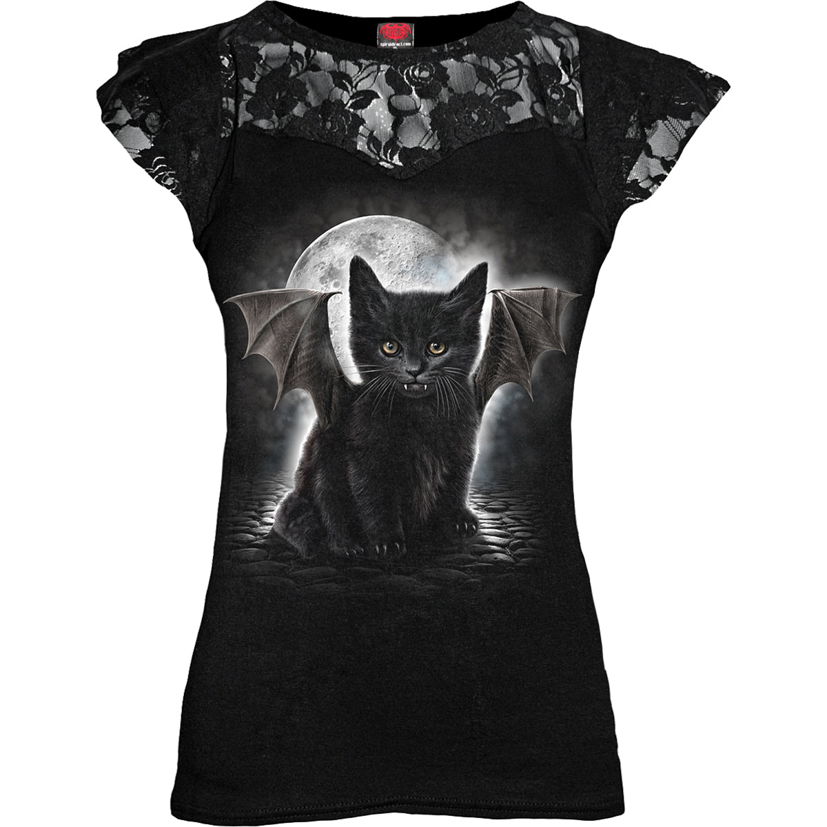 BAT CAT - Lace Layered Cap Sleeve Top Black