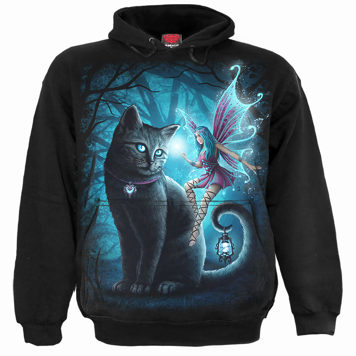 CAT AND FAIRY - Kids Front Print Hoody Black