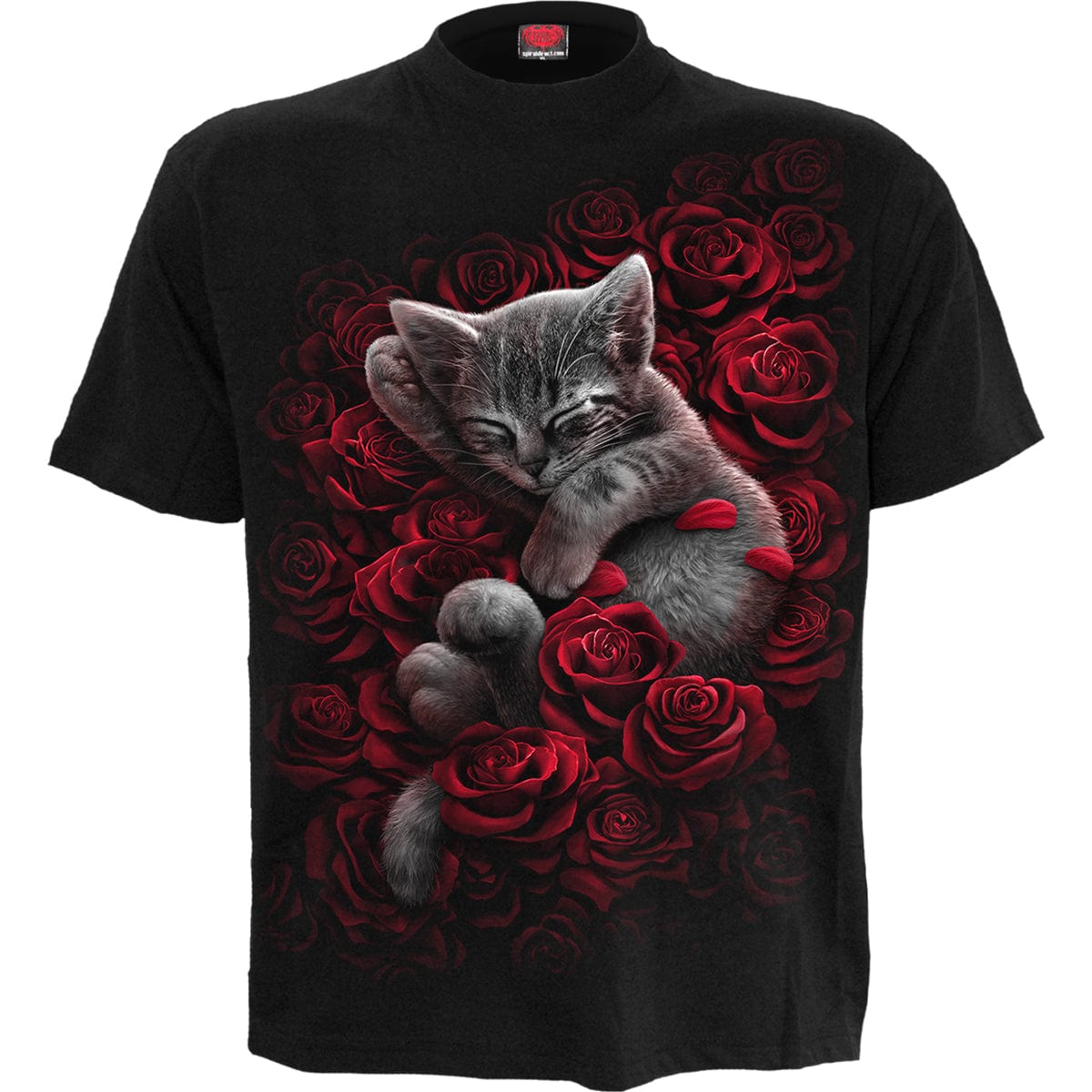 BED OF ROSES - Front Print T-Shirt Black