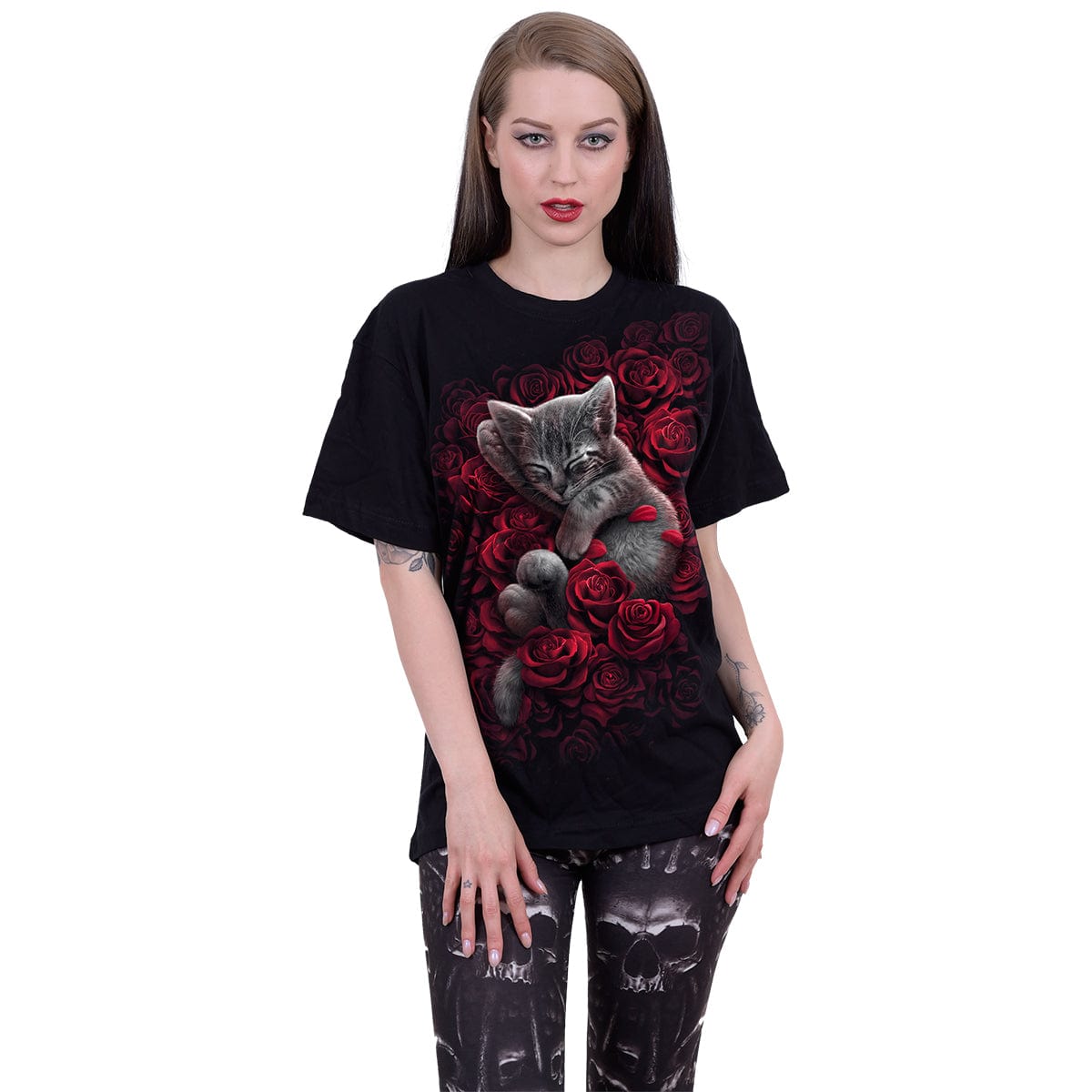 BED OF ROSES - Front Print T-Shirt Black - Spiral USA