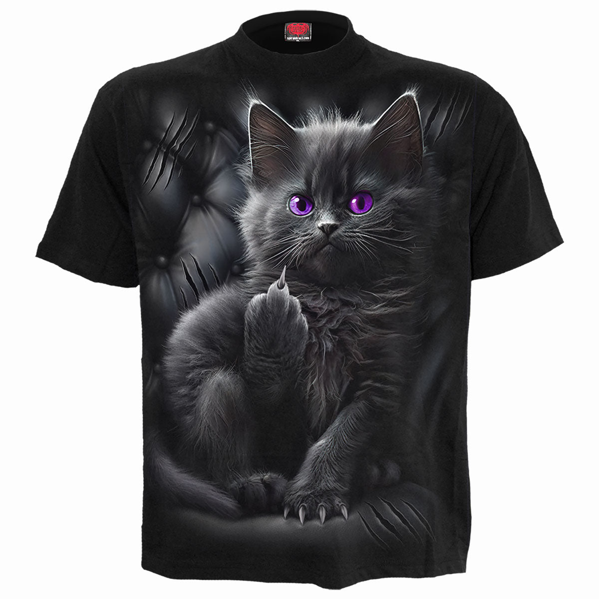 CATTITUDE - Front Print T-Shirt Black