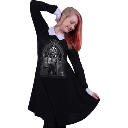 WITCH NIGHTS - PeterPan Collar Baby Doll LS Dress - Spiral USA